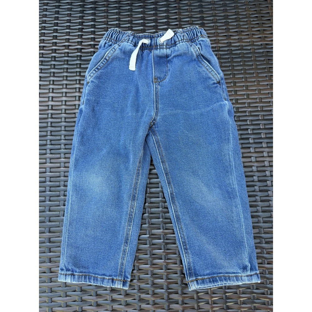 Hanna Andersson Boys Jeans Size 3T 90 CM Knit Waist Pull On Denim